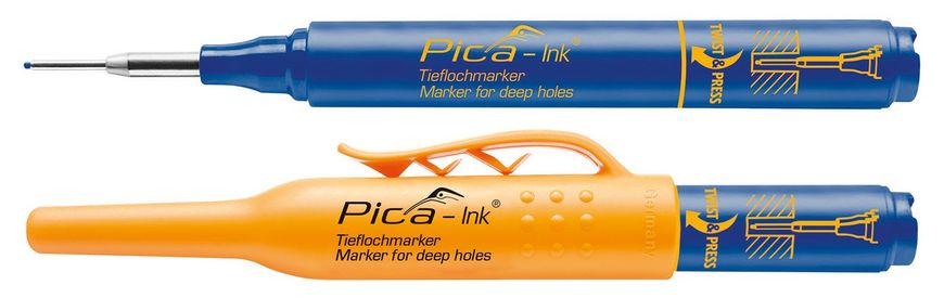 Marker brand with a long spout Pica-Ink Deep Hole Marker Blue 150/41 Pica