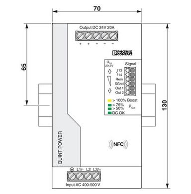 Блок питания с NFC конфигурацией QUINT4-PS/3AC/24DC/20 2904622 Phoenix Contact