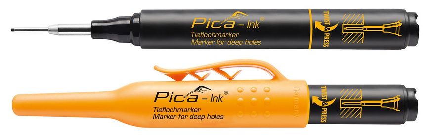 Marker brand with a long spout Pica-Ink Deep Hole Marker Black 150/46 Pica