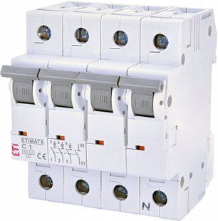 Circuit breaker ETIMAT 6 3p + N C 1A (6kA) 2146504 ETI